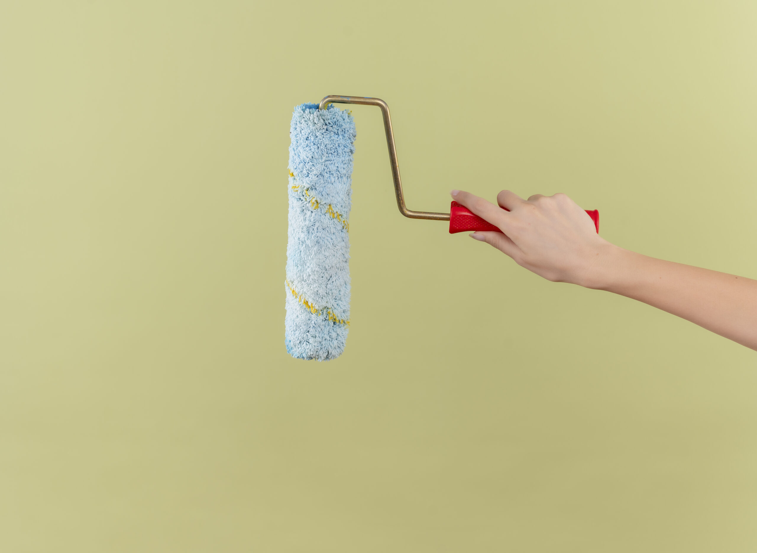 rodillo de pintura sobre fondo verde